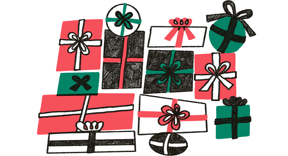 Wrapped Christmas Presents Illustration